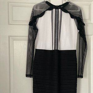 NWT Project Runway Long Sleeve Black & White Midi